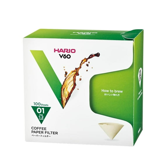 Hario V60 Paper Coffee Filter, Size 01, Natural, 100ct Box