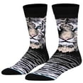 thumbnail image 4 of ODD SOX – White Bengal Tiger Animal Novelty Crew Socks – Unisex Size Large – Comfy Cotton Blend –, 4 of 6