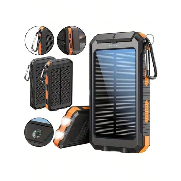 Solar Charger Power Bank 10,000mAh Portable Solar Phone Charger with QC 3.0 Dual USB Ports, External Battery Pack with LED Flashlight for Camping, Hiking, and Outdoor Travel Emergencies