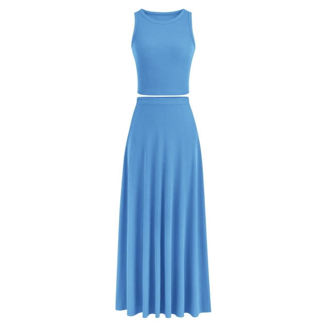 Conjunto Coordinado PRETTYGARDEN Falda Maxi Azul Talle XL