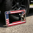 thumbnail image 5 of Metal Patriotic License Plate Frame with USA Flag and Statue Design, Standard Size for Cars, Trucks, SUVs, RVs, Rust-Resistant with Pre-Drilled Mounting Holes, 5 of 5