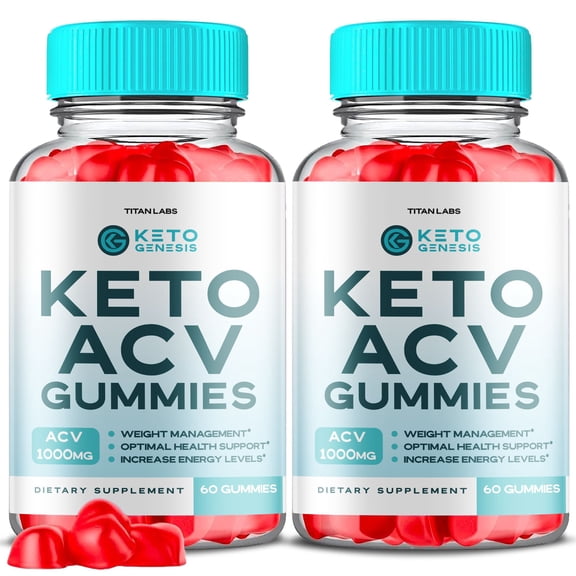 (2 Pack) Keto Genesis Keto ACV Gummies - Apple Cider Vinegar Supplement for Weight Loss - Energy & Focus Boosting Dietary Supplements for Weight Management & Metabolism - Fat Burn - 120 Gummies