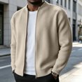 thumbnail image 5 of Havenx Corduroy Jacket for Men Ribbed Knit Full Zip Up Long Sleeve Jackets Mock Neck Solid Color Coat Casual Lightweight Vintage Warm Outfits,Khaki S, 5 of 6