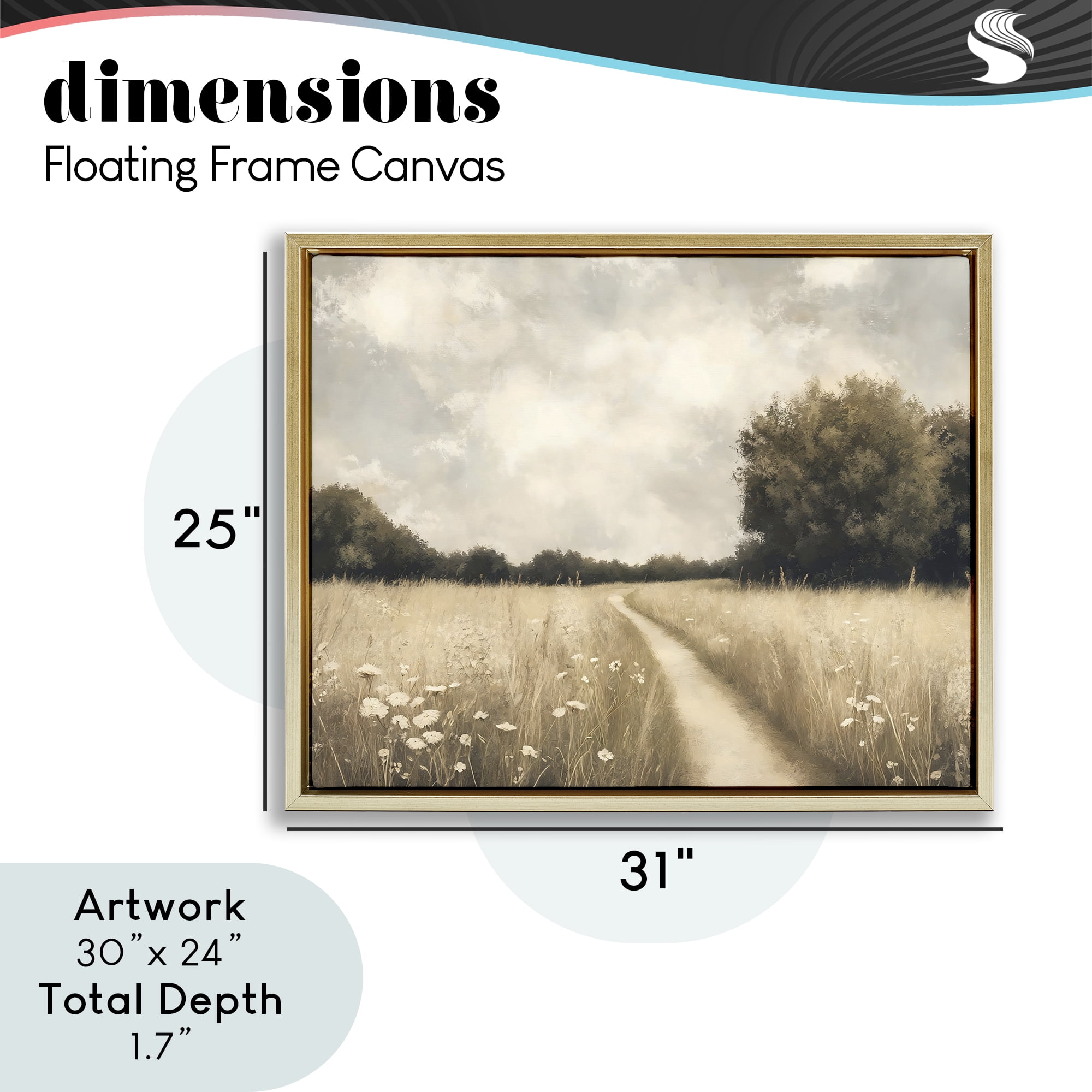 Stupell Industries Journey Through Wildflowers in Meadow Gold Framed Floater Canvas Wall Art, design by Creative Studio