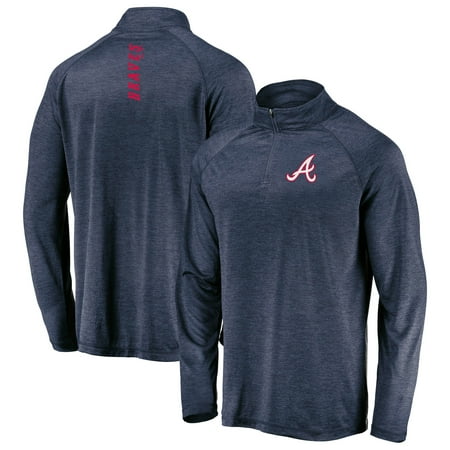 Atlanta Braves Majestic Contenders Welcome Quarter-Zip Mock Neck Pullover Jacket - Navy