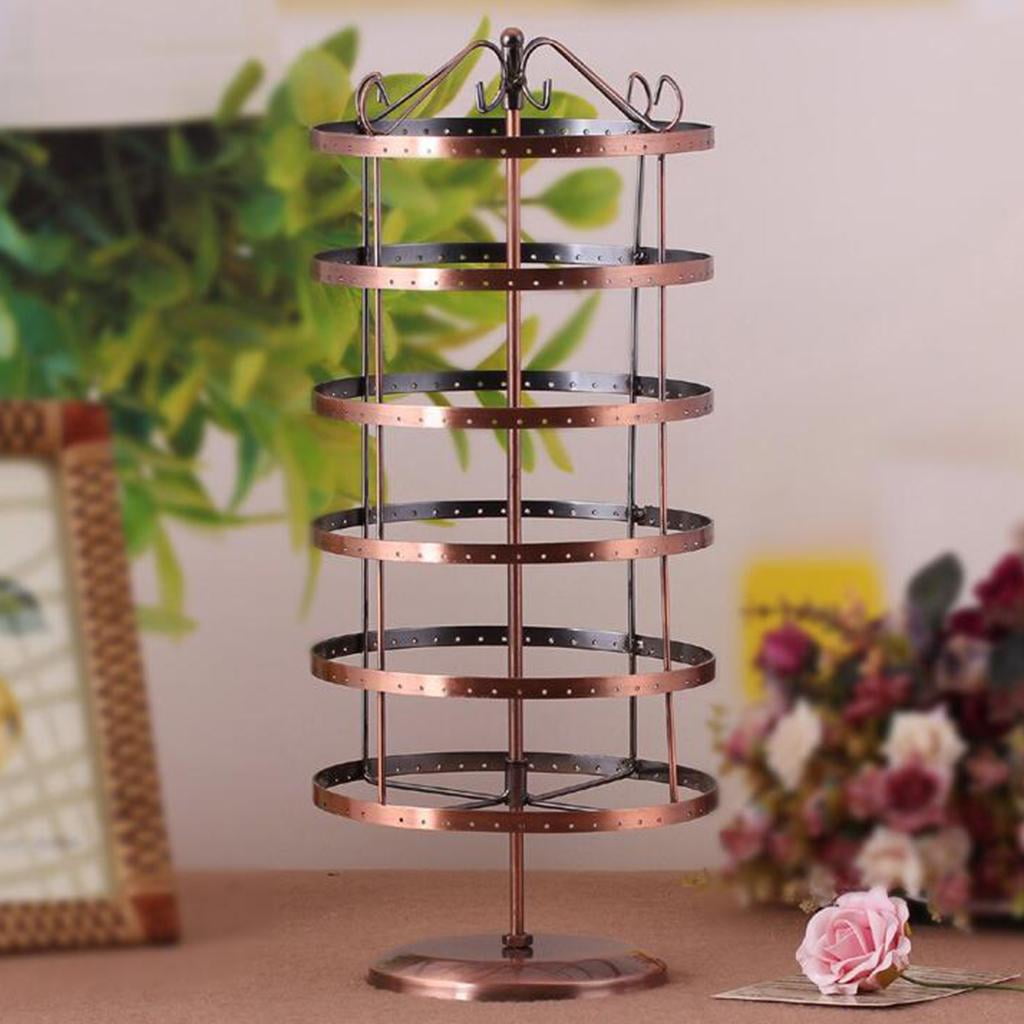 Rotating Earrings Display Stand Holder Jewelry Organizer Hanging Rack Bronze
