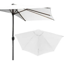 ABCISI 9FT 5Ribs Umbrella Replacement Canopy, Outdoor Half Umbrella Replacement Cloth, Market Yard Umbrella Replacement Top Cover, Patio Umbrella Parasol (Beige)