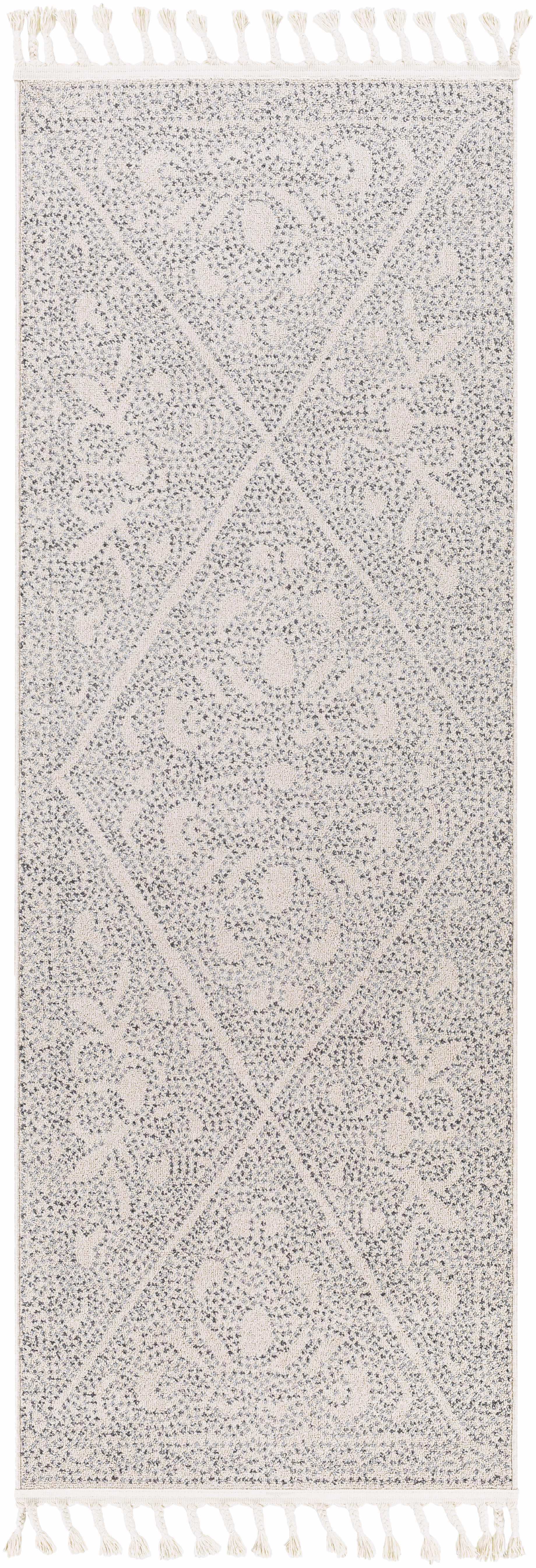 BoutiqueRugs Birdwood Dot Patterned with Tassels Area Rug - Charcoal, Light Gray, Medium Gray - 5'3"