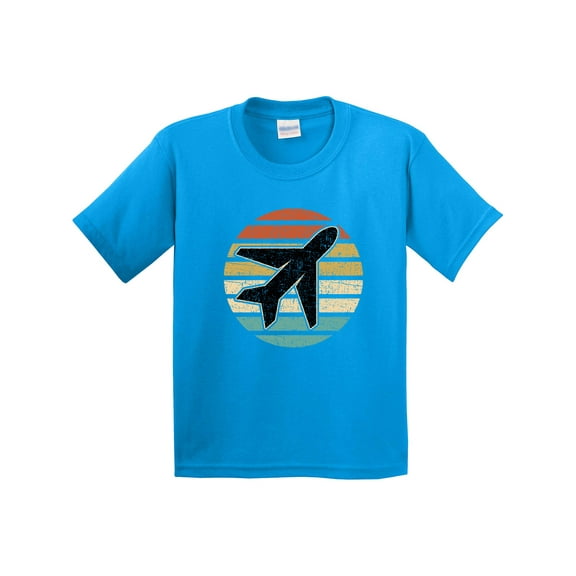 Inktastic Airplane Pilot Vintage Sunset Youth T-Shirt
