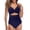 Dark Blue, variant on Sngxgn Womens Scoop Neck Cut Out Front Lace Up Back Swimsuit(Dark Blue,XXL)