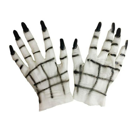 Woman Rubber Ghost Gloves Halloween Costumes Masquerade Party Scary Toy Supplies Decor Accessory