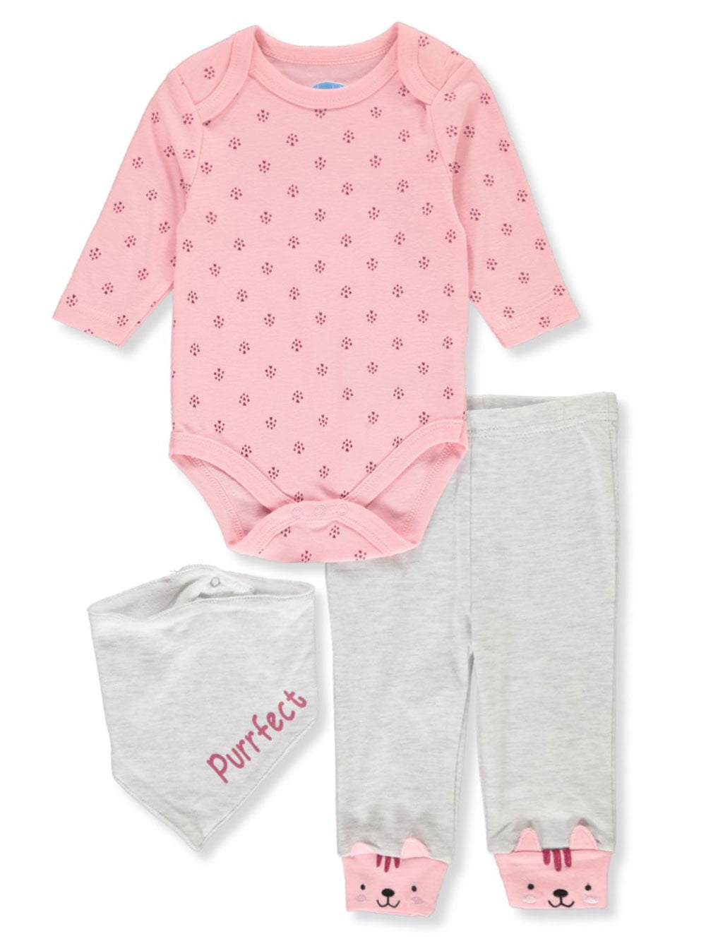 Bon Bebe Bon Bebe Baby Girls Purrfect 3 Piece Layette Set Newborn Walmart Com Walmart Com