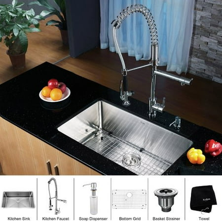 Kraus 30'' L x 18'' W Undermount Kitchen Sink with Faucet and Soap Dispenser