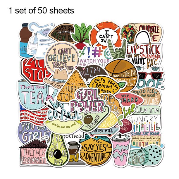 Yuarrent 50 Uds. Pegatinas de grafiti con frases inspiradoras en inglés, impermeables, para maleta, portátil, Scooter, refrigerador, pegatinas para Decoración del hogar Frases creativas A Yuarrent HA003803-04