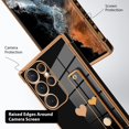 thumbnail image 3 of Designed for Samsung Galaxy S23 Ultra Case with Strap Luxury Love Heart Plating Gold Bumper Phone Cover Wristband Kickstand Full Body Protective Slim Case for Women-Black, 3 of 6