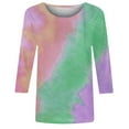 thumbnail image 5 of Jinhomg 3/4 Length Sleeve Tunic Tops for Women 2026 Trendy Tie Dye Print Crew Neck Tees Loose Comfy Going Out Wear Casual Pullovers Green XXL, 5 of 6