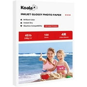 Koala Premium Glossy Photo Paper 4X6 100 Sheets 48lb 10Mil for Inkjet Printers HP Epson Canon, Scratch Resistance