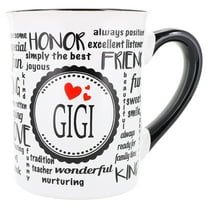 Cottage Creek Gigi Gifts 16 oz. White Ceramic Letter Print Coffee Mug