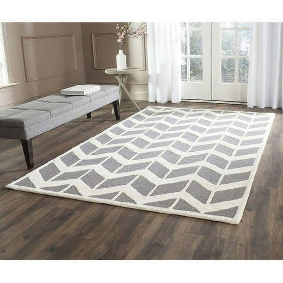 SAFAVIEH Cambridge Austyn Geometric Wool Area Rug, Dark Gray/Ivory, 6' x 9'