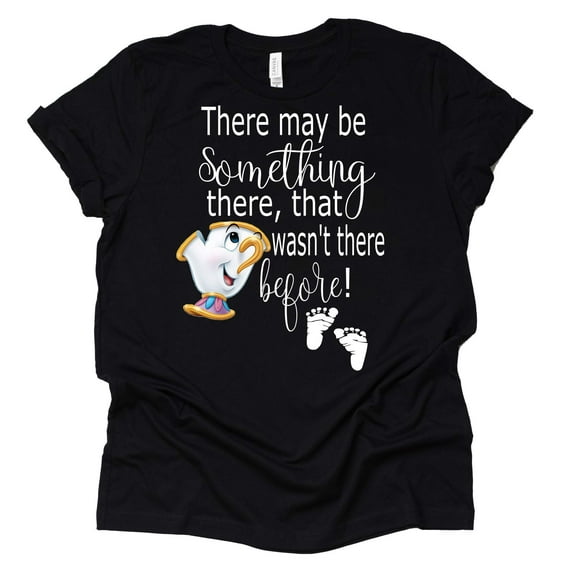 Maternity Beauty and The Beast Chip Miss Pots Unisex T Shirt Pregnancy Announcement Tee Shirt (Black, 3X Large)