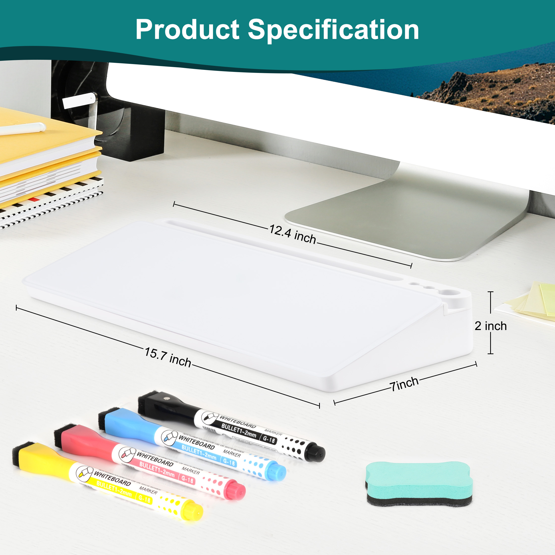 DOLLAR BOSS Desktop Whiteboard Glass Dry Erase Board for Desk, Desk Board Buddy Computer Keyboard Stand White Board Surface Pad with Drawer, Desk Accessories Organizers for Office, Home, White