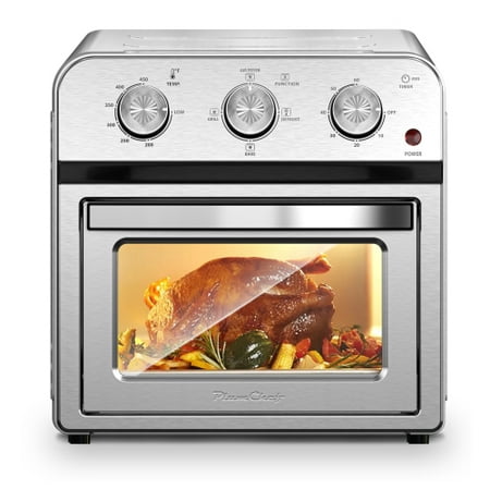 12.60×12.60×11.81 Inch 13QT Stainless Steel Air Fryer Toaster Oven Combo, 360° Hot Air Circulation & Timing Temp Control, 7-in-1 Multifunctional Countertop Oven for Home Kitchen Silver