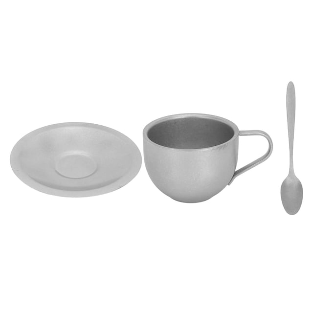 Kit de taza de café con aislamiento de acero inoxidable con tapete para cuchara Taza de café retro de doble capa para acampar en casa 180 ml