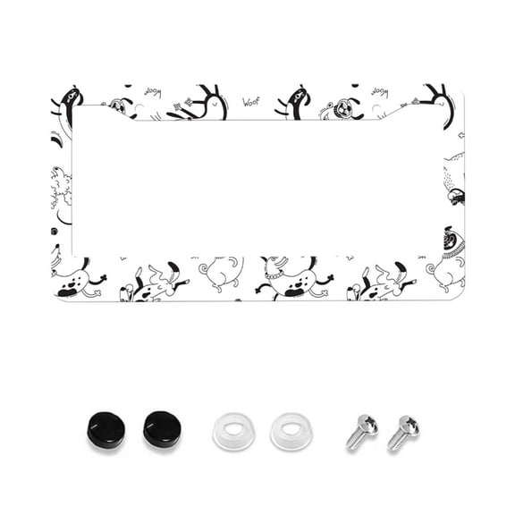 Black License Plate Frame, 1 Piece, Patterned License Plate Holder, Snowflake License Plate,Car Parts, Universal 2-Hole License Plate Frame With Screws, 12x6 Inches