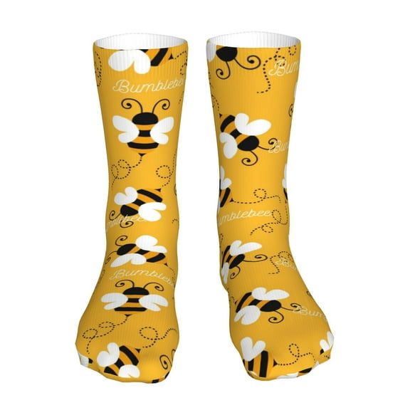 Uemuo Cute Bee Butterfly Yelllow for 16in Socks, Cotton Socks Sports Socks Knee High Socks Comfortable Socks For Men, Women