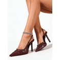 thumbnail image 6 of On feet& in love Women's Pointed Toe Cross Strap Slingback PU Leather Stiletto Heels - Wine-red Dress Shoes for Work & Party - Size 5.5, 6 of 7