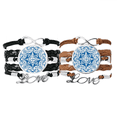 thumbnail image 1 of Talavera Decorative Pattern Ilustration Bracelet Hand Strap Leather Rope Wristband Double Set, 1 of 3