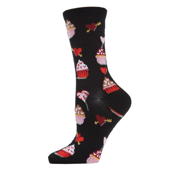MeMoi Cupcakes Bamboo Blend Crew Socks - Womens - Female, One Size, Black