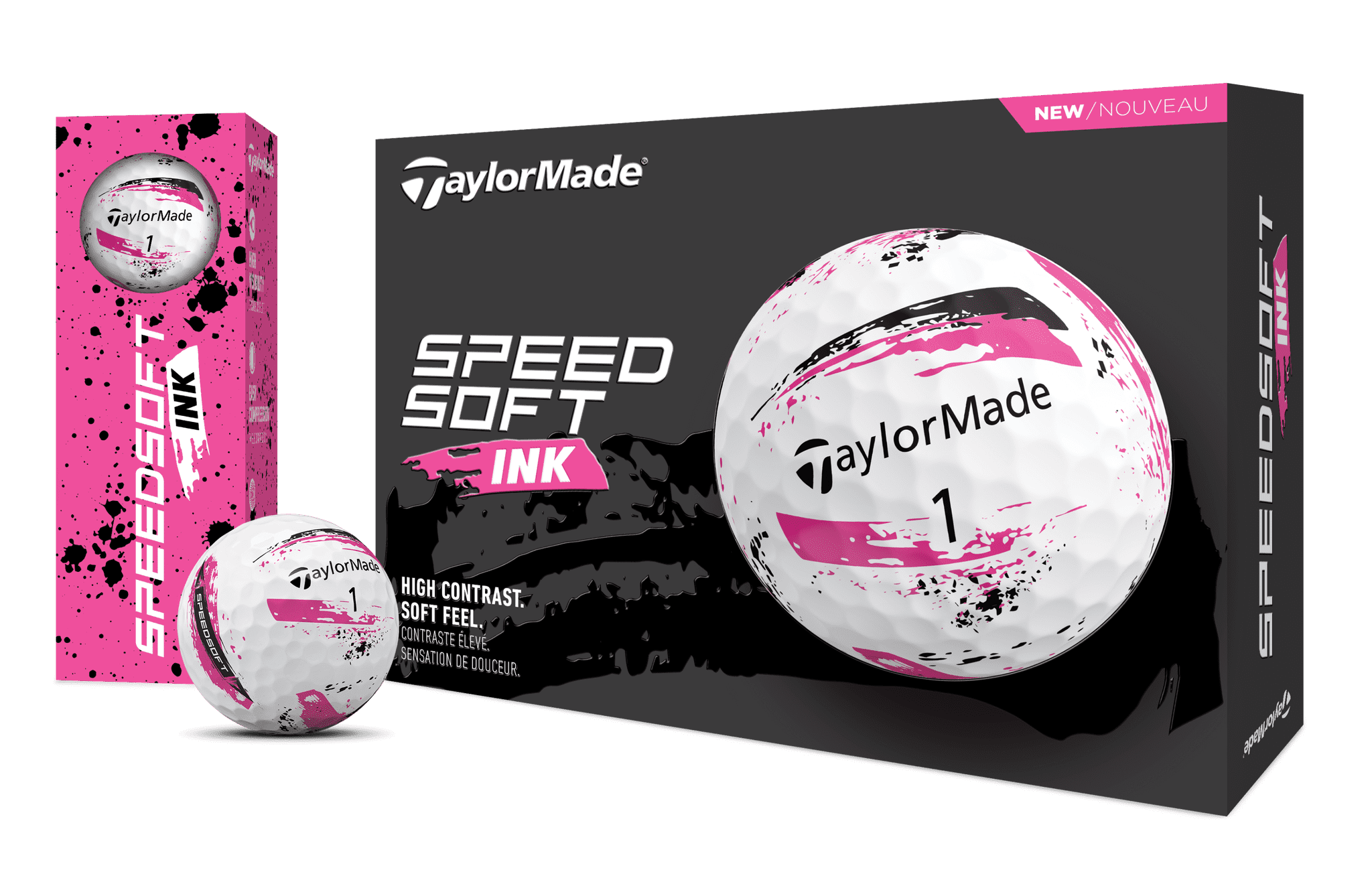 (2 pack) TaylorMade Speed Soft Ink Golf Balls Pink
