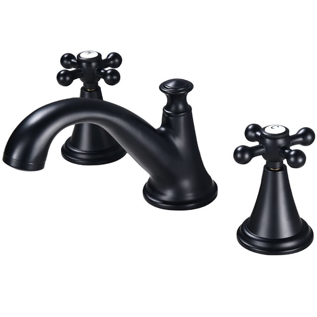 Grifo para lavabo de baño, 2 manijas, montaje de 3 orificios, lavabo para adaptarse a grifo de baño de 8-16 pulgadas, negro mate