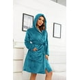 thumbnail image 6 of U2SKIIN Women Hooded Fleece Robe, Short Plush Robes for Womens With Hood Soft Warm Spa Bathrobe（Blue Green-hooded, Large-X-Large）, 6 of 7