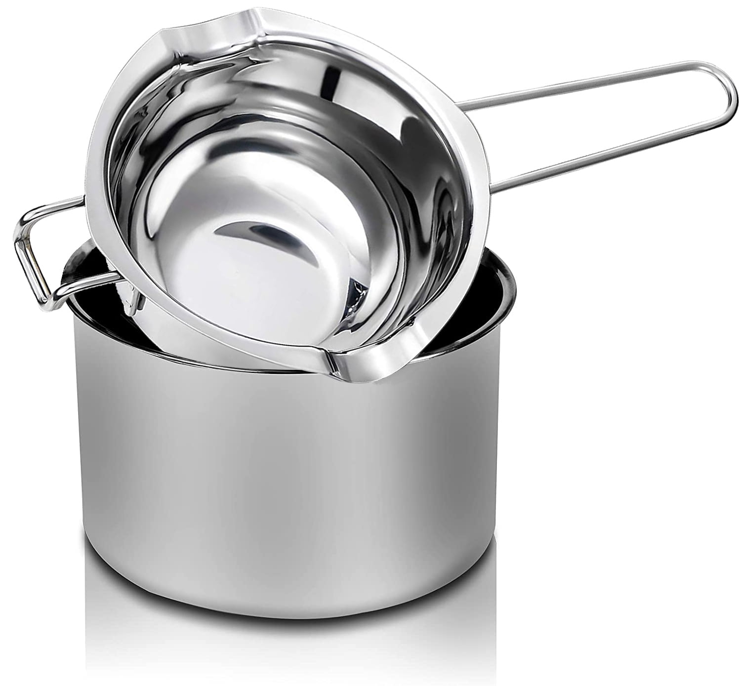 Giugt 2Pcs Double Boiler Pot Set, Stainless Steel Chocolate Melt Pot for Melting Candy, Wax, Soap DIY Candle Making (450ml & 900ml)