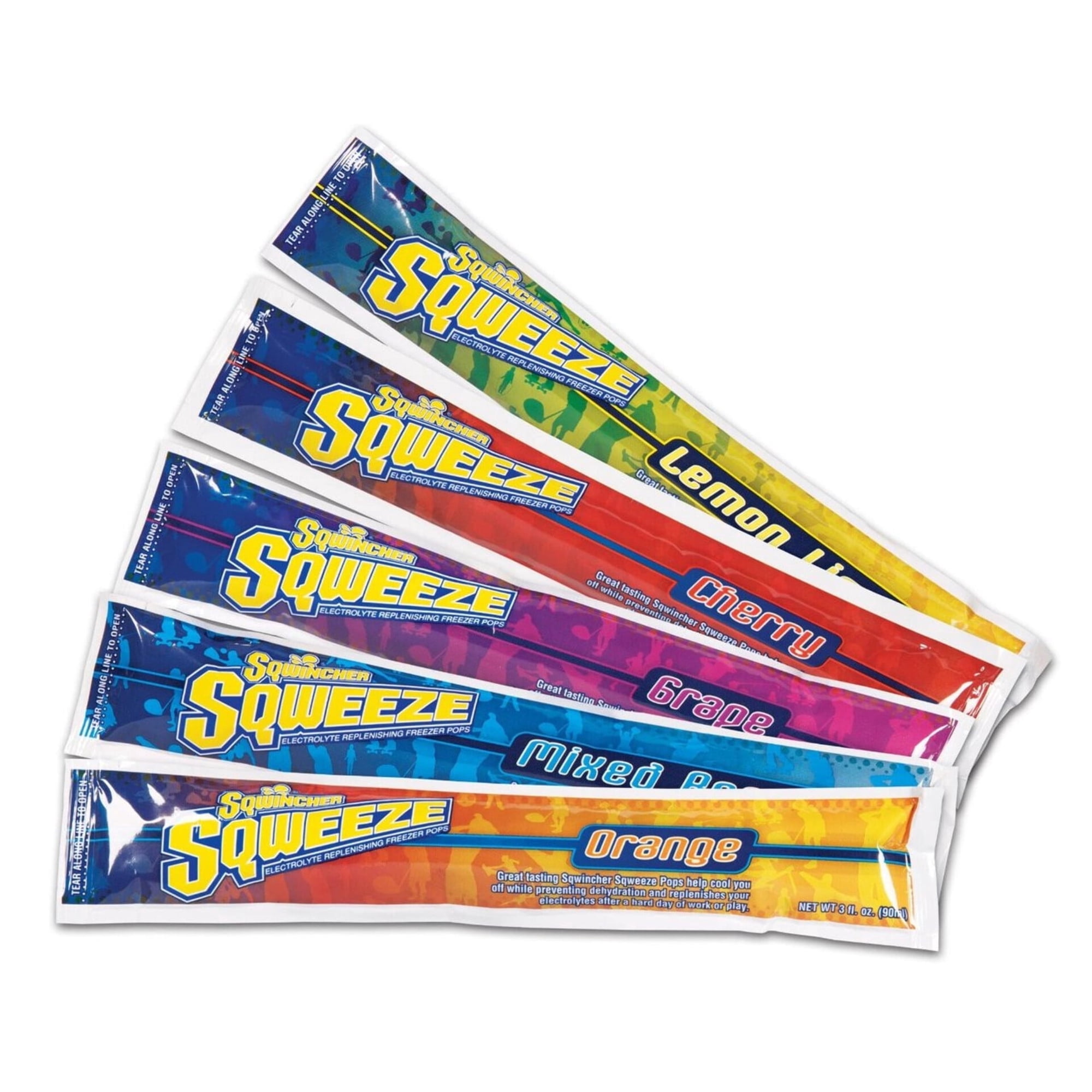 Sqwincher Sqweeze Pops 1 Case - 150 Freezer Tubes of Assorted Flavors Grape Lemon Lime Orange Cherry and Mixed Berry