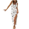 thumbnail image 1 of QIPOPIQ Women's High Split Sleeveless Square Neck Gradient Bodycon Long Tank Dress Thigh Drawstring Split Midi Dress, 1 of 6