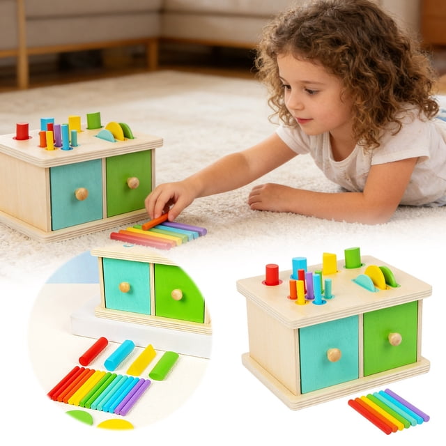 Montessori For Toddlers Early Learning Color Recognition Shape Sorter Wooden Educational Activity Cube With