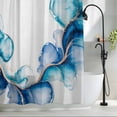 Blue Marble Stone Long Shower Curtain Set, Waterproof Shower Curtains ...