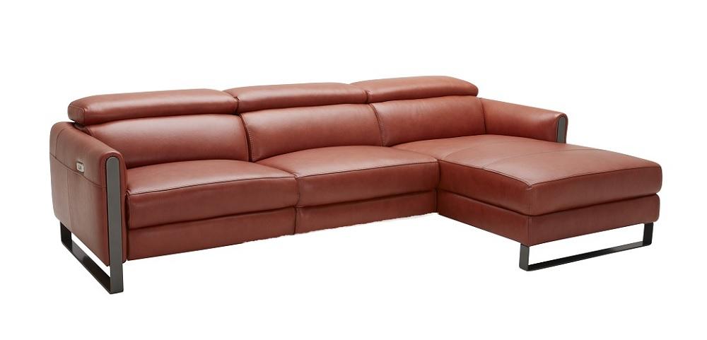 Modern Premium Ochre Leather Motion Sectional Sofa Right Hand Chase J&M Nina - image 2 of 4