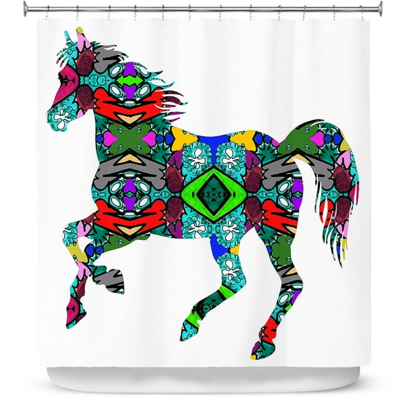Shower Curtains 70" x 93" from DiaNoche Designs by Susie Kunzelman - Horse Rainbow 1