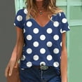 thumbnail image 2 of Inverlee T Shirts for Women V Neck Dressy Casual Short Sleeve Tops Plus Size Dot Print Shirts Comfy Holiday Tunic Blouse Tee, 2 of 6