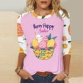 thumbnail image 2 of BiZtdJrK Easter Shirt for Women Loose Casual Bunny Rabbit Print Casual Round Neck Tee Shirts 2025 Spring 3/4 Sleeve T-Shirt Tops Hot Pink XXL Holiday Sales, 2 of 6