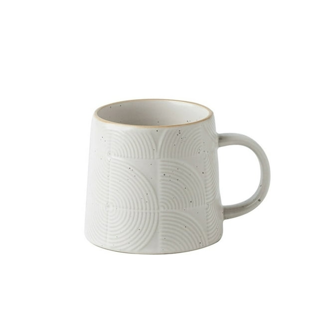 Juego de 1 taza de café cónica en relieve, con capacidad de 450 ml y dos colores de tazas de cerámica for familias.