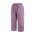 thumbnail image 4 of Eashery Straight Leg Pant for women Light Baggy Jogger Relaxed Comfortable Straight Calf-Length Pants Women'S Cargo Pants (Solid Color,Purple,3XL), 4 of 5
