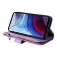 thumbnail image 5 of Multifunctional Case for Moto G Power 2021,Card Slots[RFID Blocking],Durable Flip Kickstand Magnetic Closure PU Leather Zipper Wallet Wrist Strap Shockproof Case for Motorola Moto G Power 2021, Purple, 5 of 12