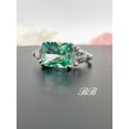 thumbnail image 4 of 10x8MM Radiant Cut Lab Created Sea Foam Blue Green Spinel, Cubic Zirconia Trillion Accents, Three Stone Ring, Sterling Silver, Made to Order, 4 of 5