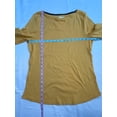 thumbnail image 2 of CHARTER CLUB Womens Gold Stretch Ribbed Button Shoulder Curved Hem 3/4 Sleeve Round Neck Top M, 2 of 4