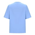 thumbnail image 4 of Summer Plus Size Shirts for Womens Fashion V-neck Cotton and Linen Short Sleeved Solid Color T-shirt Linen Style Large Short Sleeved Short Sleeved Top/shirt, 4 of 6